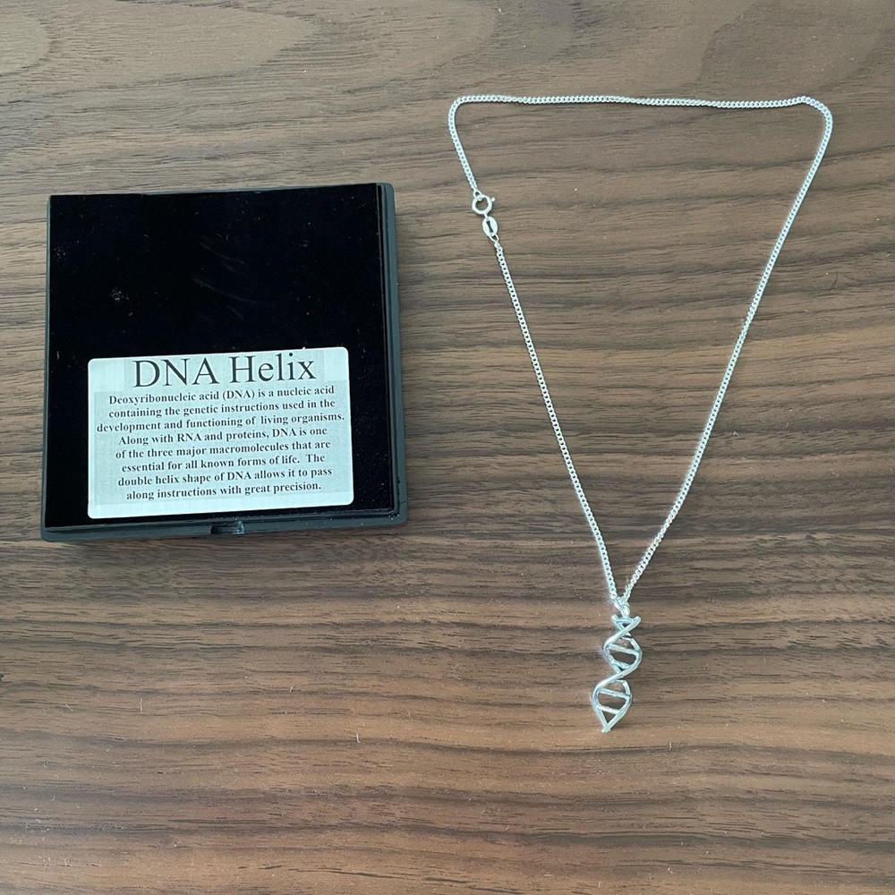 Silver DNA helix necklace